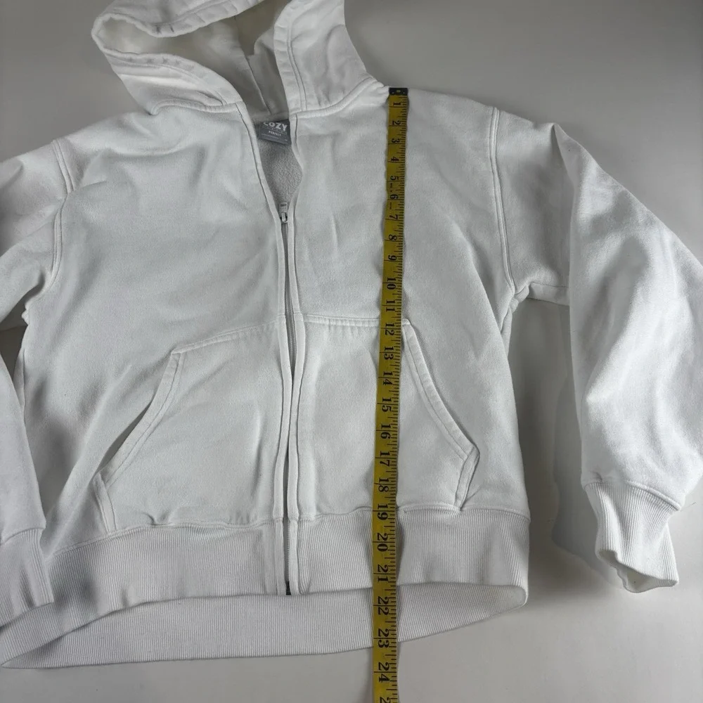 TNA COZY Fleece Perfect White Zip-Up Hoodie Size Medium Women's Heavy - Picture 10 of 10